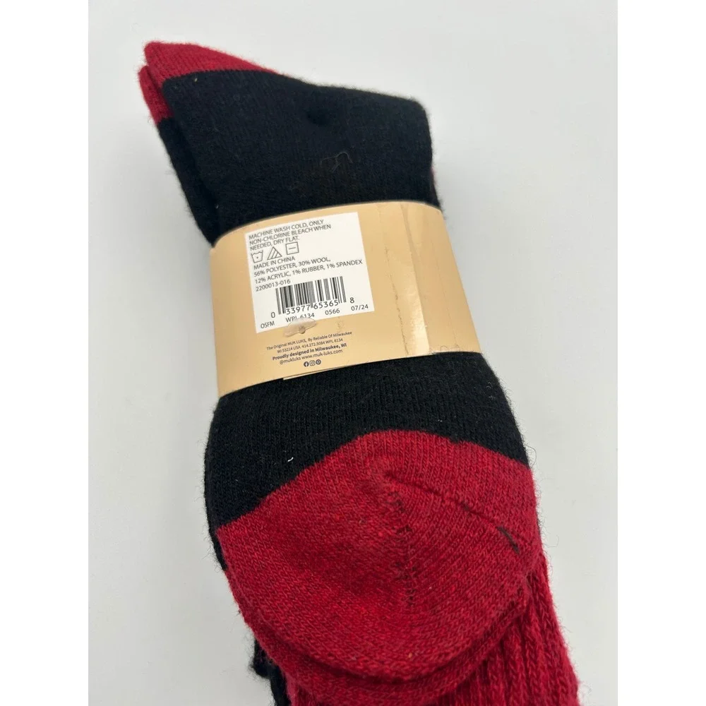 Muk Luks Mens Wool Blend‎ Socks 2 Pair Pack Black Red Fair Isle Shoe Size 10-13